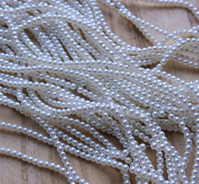The Bead Store 3mm Round Glass Pearl Beads Creamy White approx. 190 beads