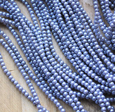 The Bead Store 3mm Round Glass Pearl Beads Grey Lilac approx. 190 beads