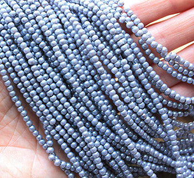 The Bead Store 3mm Round Glass Pearl Beads Grey Lilac approx. 190 beads