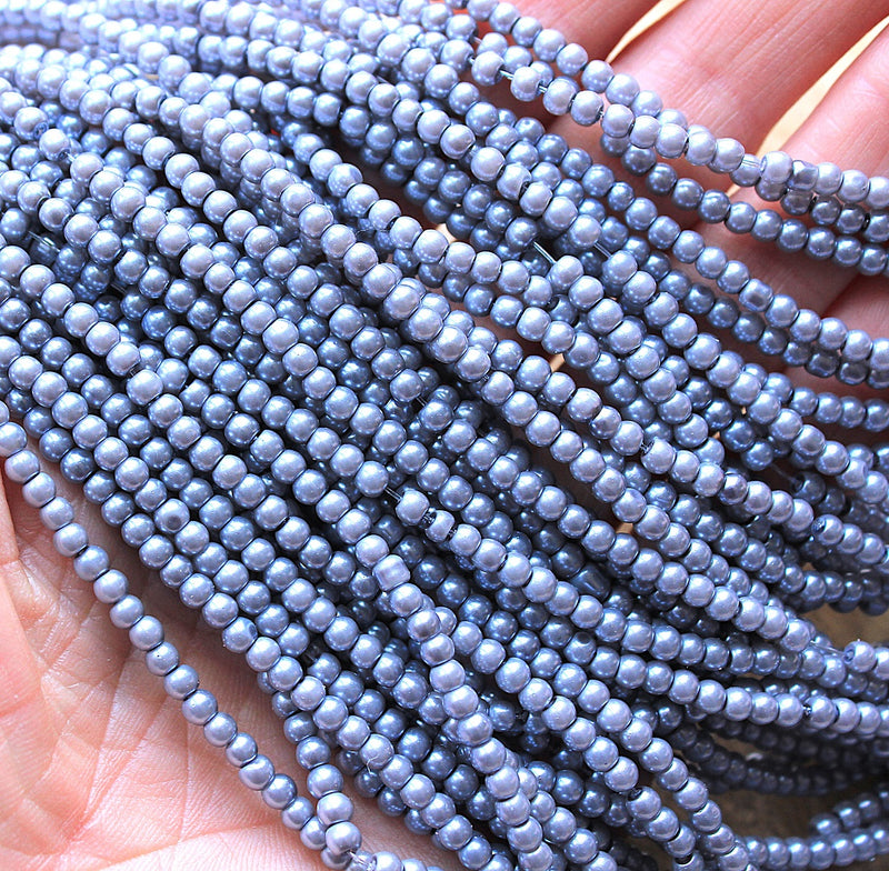 The Bead Store 3mm Round Glass Pearl Beads Grey Lilac approx. 190 beads