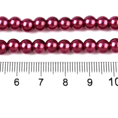 The Bead Store 3mm Round Glass Pearl Beads Raspberry approx. 190 beads