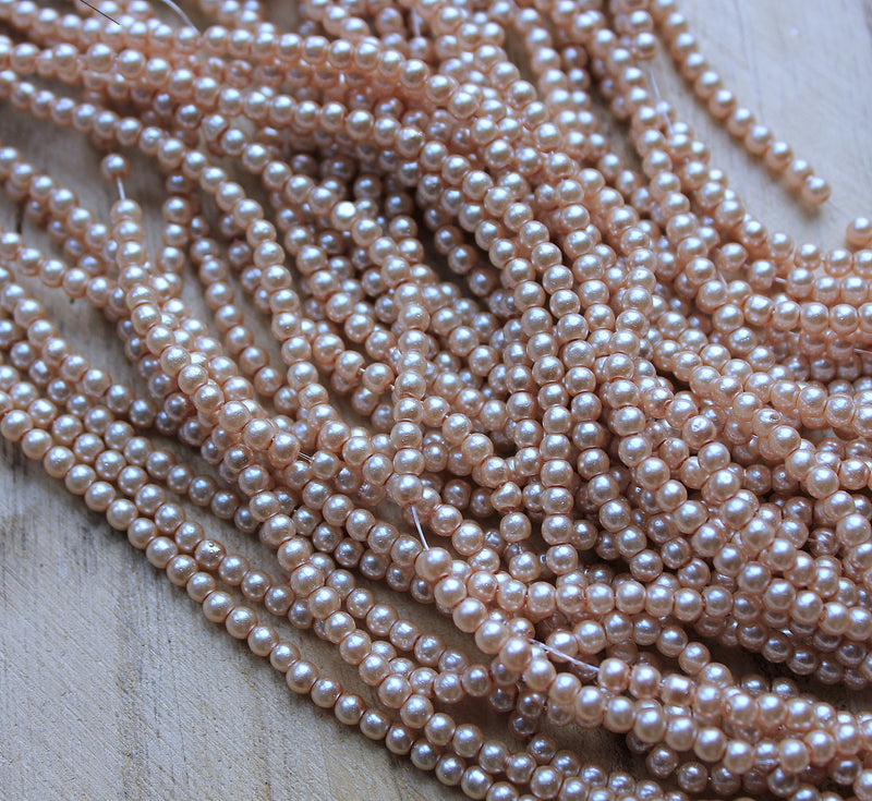 The Bead Store 3mm Round Glass Pearl Beads Sand approx. 190 beads