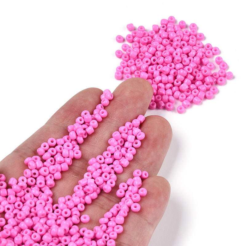 The Bead Store 3mm Seed Beads ~ 20g ~ Opaque Hot Pink 