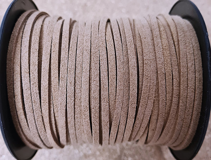 The Bead Store 3mm Tan Colour Microfibre Suede Cord ~ Pre-Cut 2m