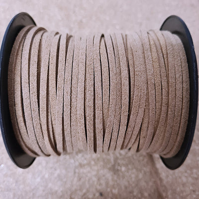 The Bead Store 3mm Tan Colour Microfibre Suede Cord ~ Pre-Cut 2m