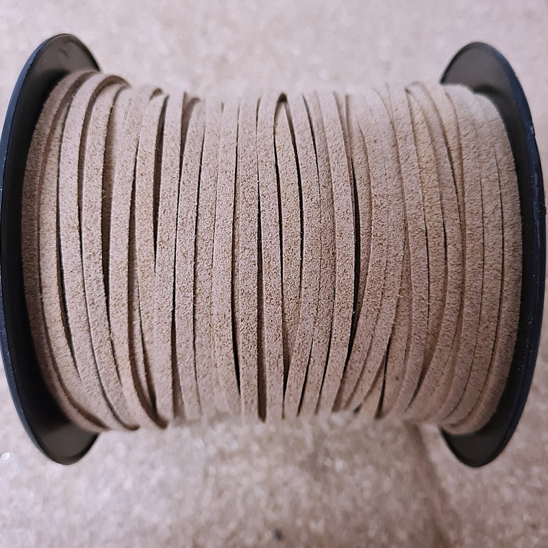 The Bead Store 3mm Tan Colour Microfibre Suede Cord ~ Pre-Cut 2m