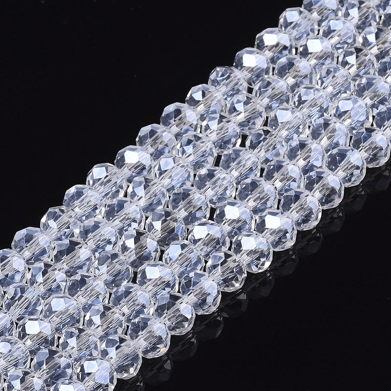 The Bead Store 3x2mm Faceted Crystal Glass Rondelle Beads ~ Lustred Crystal ~ approx. 150 beads