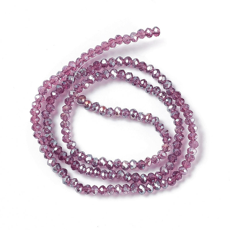 The Bead Store 3x2mm Faceted Glass Rondelle Beads Amethyst AB