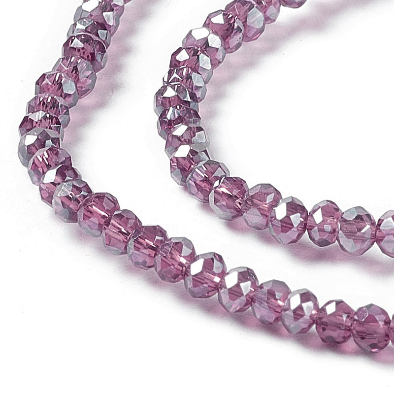 The Bead Store 3x2mm Faceted Glass Rondelle Beads Amethyst AB