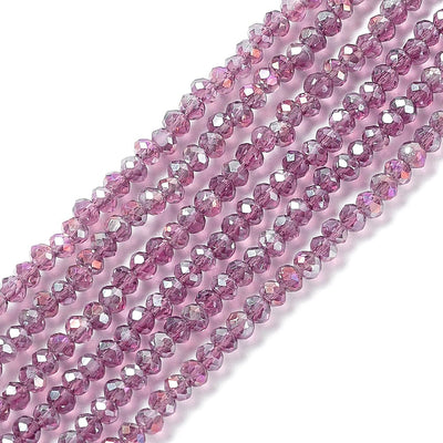The Bead Store 3x2mm Faceted Glass Rondelle Beads Amethyst AB