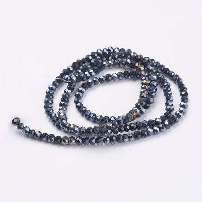 The Bead Store 3x2mm Faceted Glass Rondelle Beads Black AB
