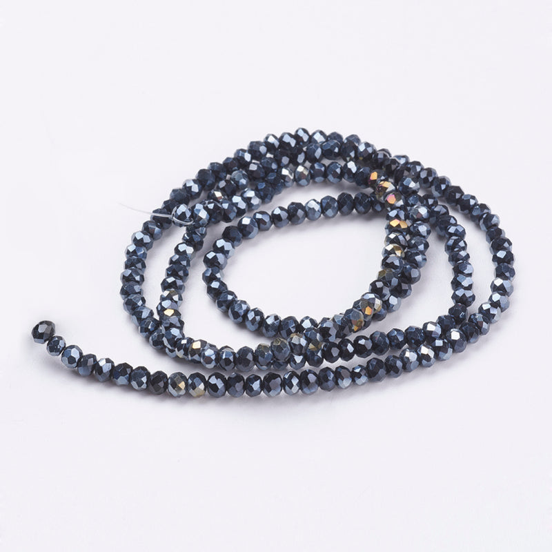 The Bead Store 3x2mm Faceted Glass Rondelle Beads Black AB