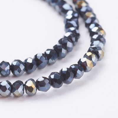 The Bead Store 3x2mm Faceted Glass Rondelle Beads Black AB
