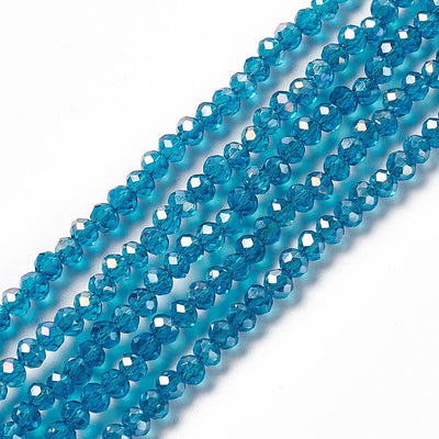 The Bead Store 3x2mm Faceted Glass Rondelle Beads Cadet Blue AB