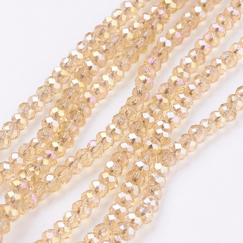 The Bead Store 3x2mm Faceted Glass Rondelle Beads Gold AB