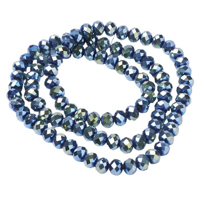The Bead Store 3x2mm Faceted Glass Rondelle Beads Green Plated