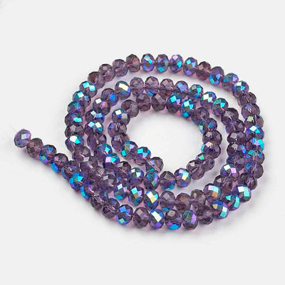 The Bead Store 3x2mm Faceted Glass Rondelle Beads Indigo AB