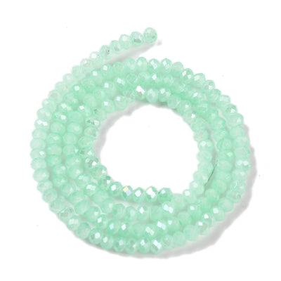 The Bead Store 3x2mm Faceted Glass Rondelle Beads Jade Aqua AB Colour