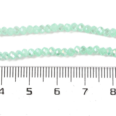 The Bead Store 3x2mm Faceted Glass Rondelle Beads Jade Aqua AB Colour