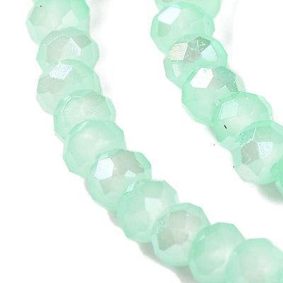 The Bead Store 3x2mm Faceted Glass Rondelle Beads Jade Aqua AB Colour