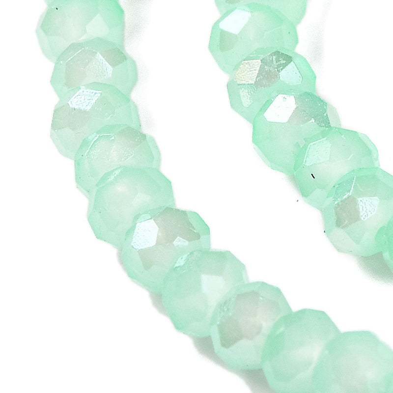 The Bead Store 3x2mm Faceted Glass Rondelle Beads Jade Aqua AB Colour