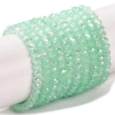 The Bead Store 3x2mm Faceted Glass Rondelle Beads Jade Aqua AB Colour