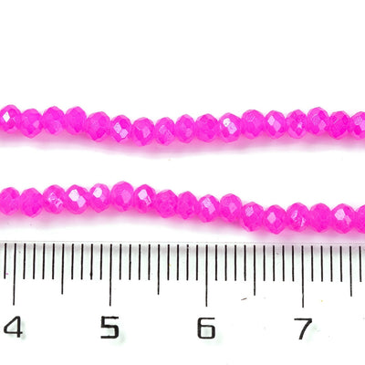 The Bead Store 3x2mm Faceted Glass Rondelle Beads Jade Fuchsia AB Colour
