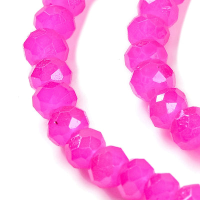 The Bead Store 3x2mm Faceted Glass Rondelle Beads Jade Fuchsia AB Colour