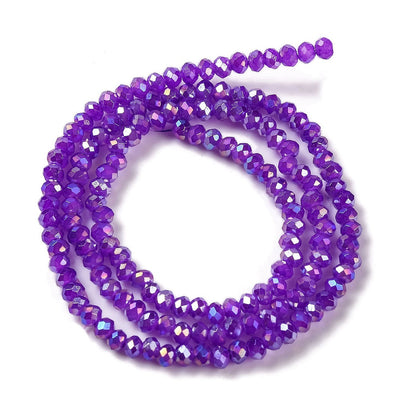The Bead Store 3x2mm Faceted Glass Rondelle Beads Jade Purple AB Colour