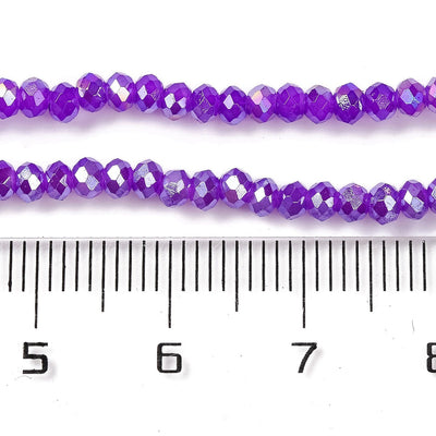 The Bead Store 3x2mm Faceted Glass Rondelle Beads Jade Purple AB Colour