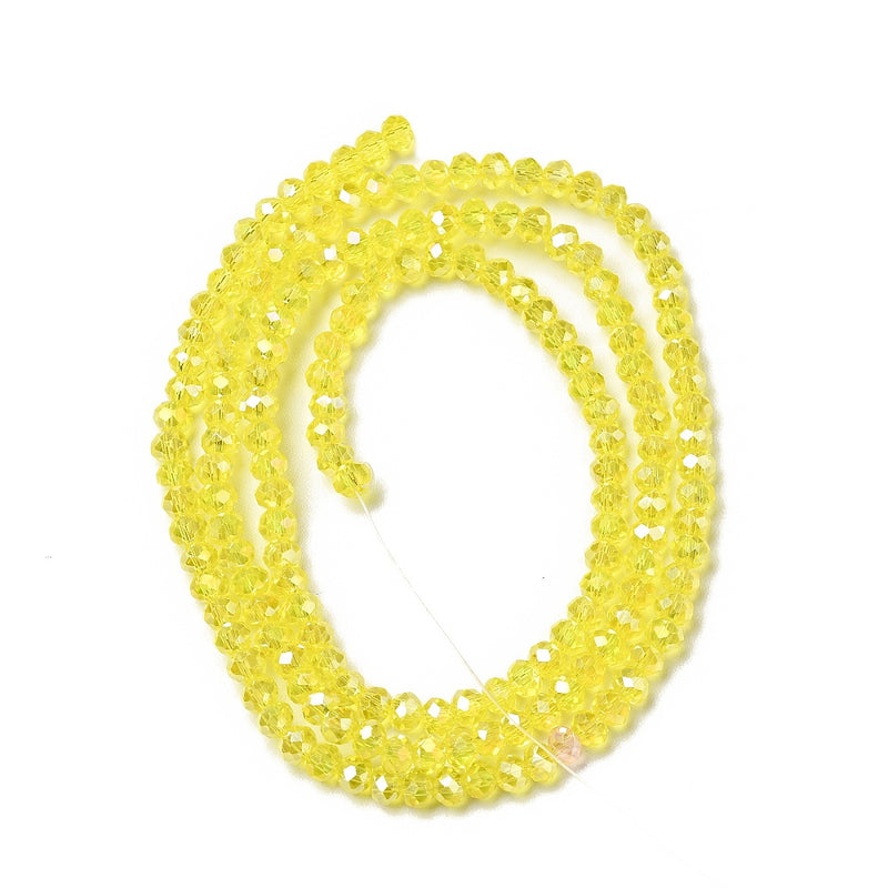 The Bead Store 3x2mm Faceted Glass Rondelle Beads Lemon AB