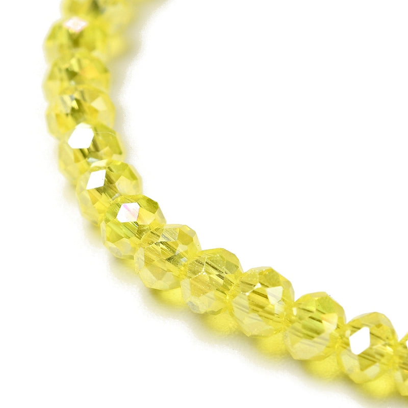The Bead Store 3x2mm Faceted Glass Rondelle Beads Lemon AB