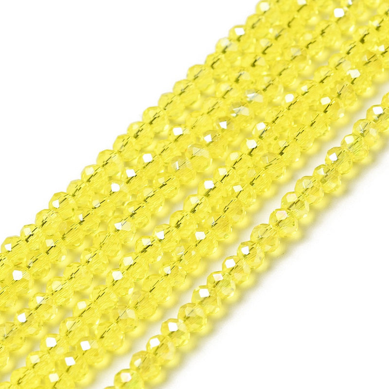 The Bead Store 3x2mm Faceted Glass Rondelle Beads Lemon AB