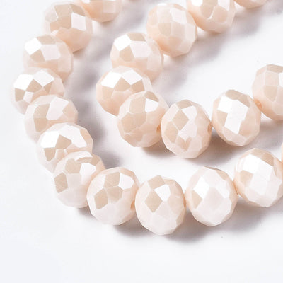 The Bead Store 3x2mm Faceted Glass Rondelle Beads  Lustred Almond White