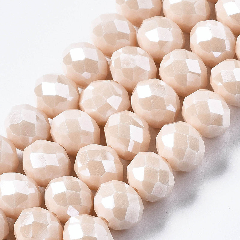 The Bead Store 3x2mm Faceted Glass Rondelle Beads  Lustred Almond White