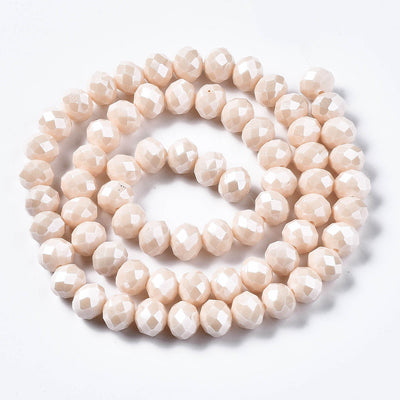 The Bead Store 3x2mm Faceted Glass Rondelle Beads  Lustred Almond White