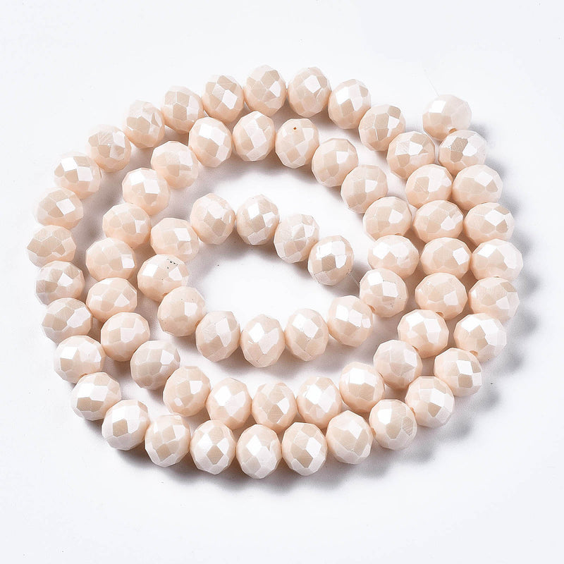 The Bead Store 3x2mm Faceted Glass Rondelle Beads  Lustred Almond White