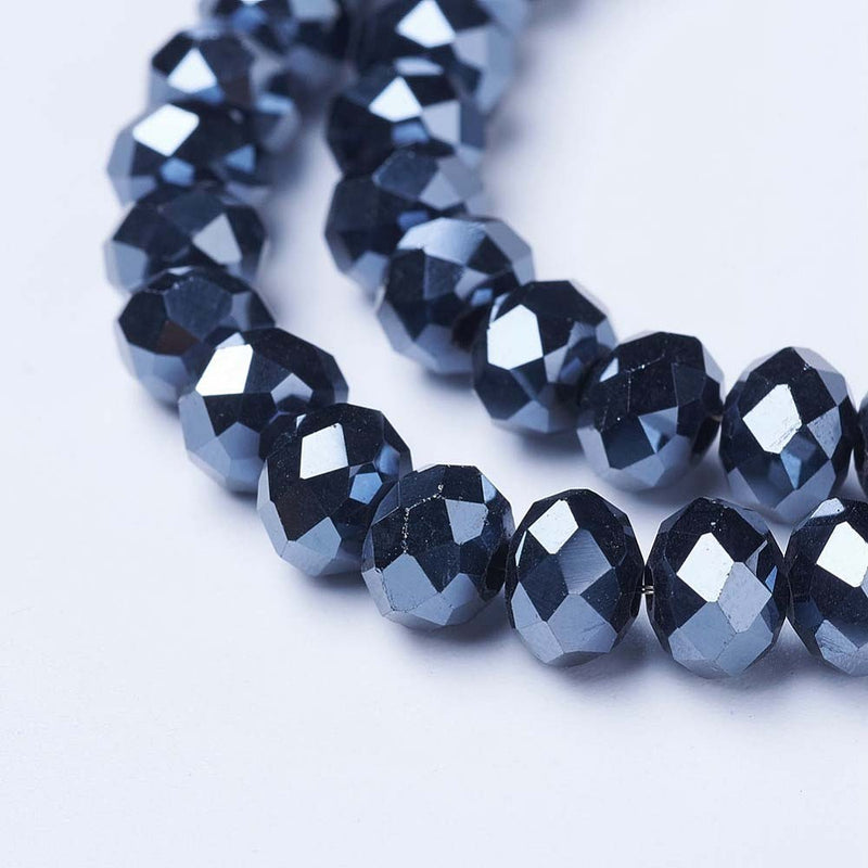 The Bead Store 3x2mm Faceted Glass Rondelle Beads Lustred Black