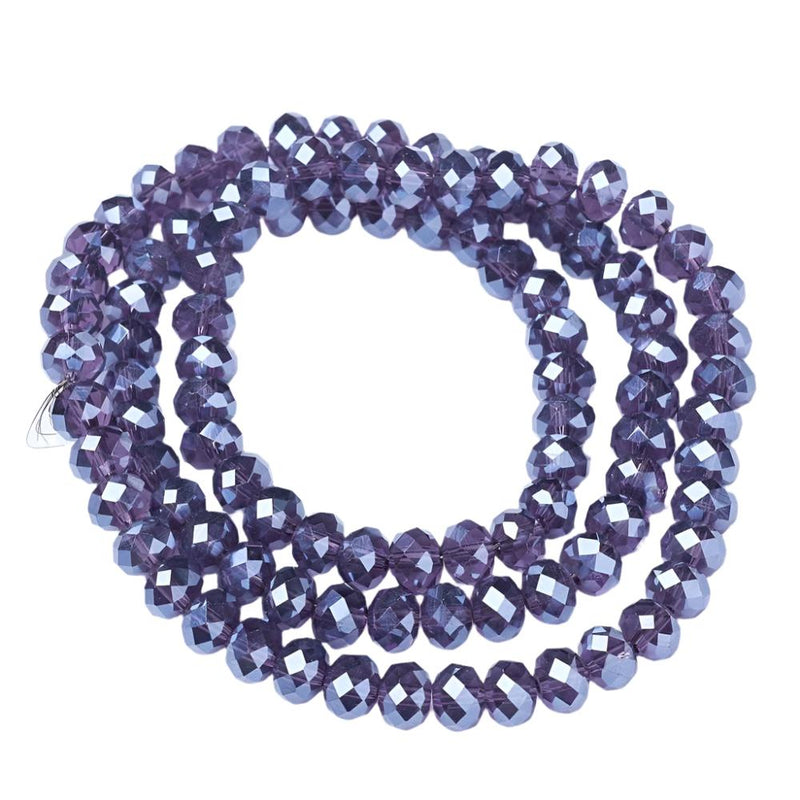 The Bead Store 3x2mm Faceted Glass Rondelle Beads Lustred Indigo