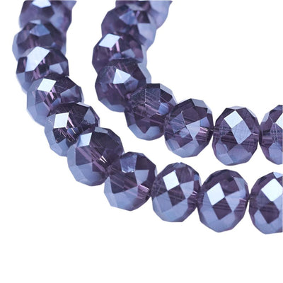 The Bead Store 3x2mm Faceted Glass Rondelle Beads Lustred Indigo
