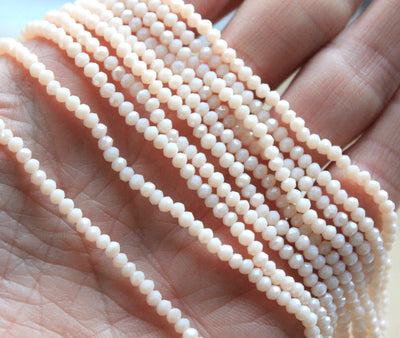 The Bead Store 3x2mm Faceted Glass Rondelle Beads Lustred Pastel Peach