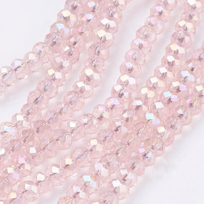 The Bead Store 3x2mm Faceted Glass Rondelle Beads Lustred Pink