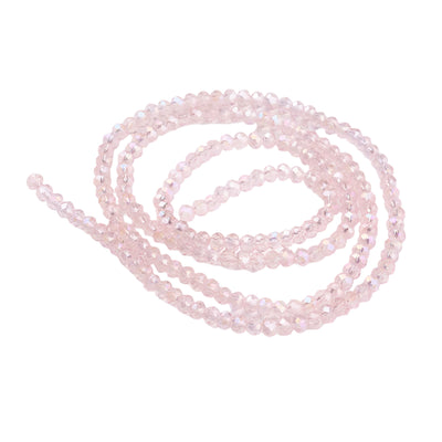 The Bead Store 3x2mm Faceted Glass Rondelle Beads Lustred Pink