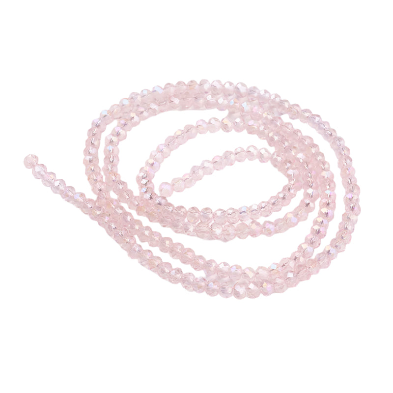 The Bead Store 3x2mm Faceted Glass Rondelle Beads Lustred Pink