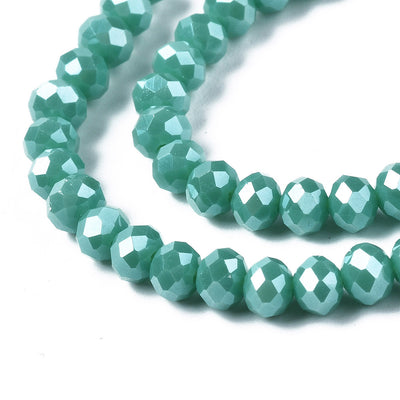 The Bead Store 3x2mm Faceted Glass Rondelle Beads Lustred Turquoise