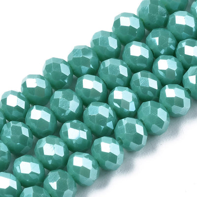 The Bead Store 3x2mm Faceted Glass Rondelle Beads Lustred Turquoise