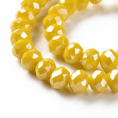The Bead Store 3x2mm Faceted Glass Rondelle Beads Lustred Yellow
