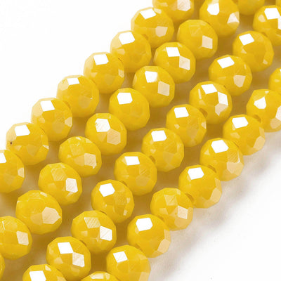 The Bead Store 3x2mm Faceted Glass Rondelle Beads Lustred Yellow