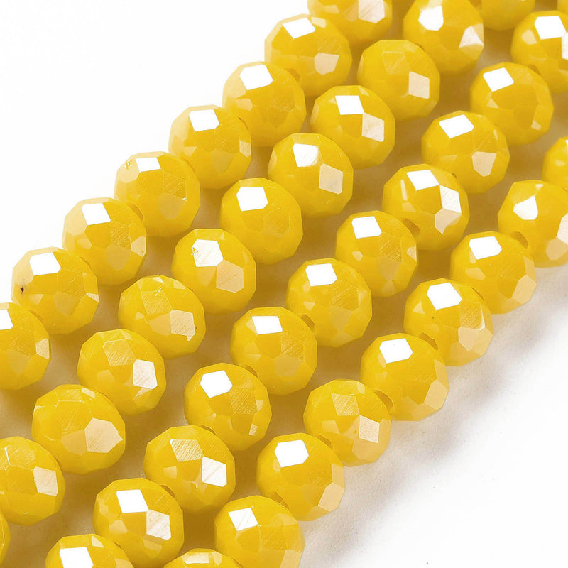 The Bead Store 3x2mm Faceted Glass Rondelle Beads Lustred Yellow