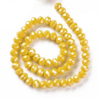 The Bead Store 3x2mm Faceted Glass Rondelle Beads Lustred Yellow
